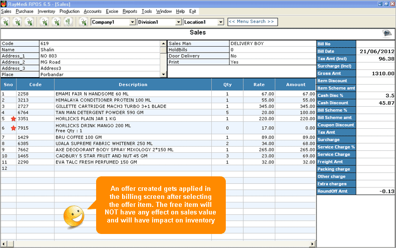 Sales Bill With Offer