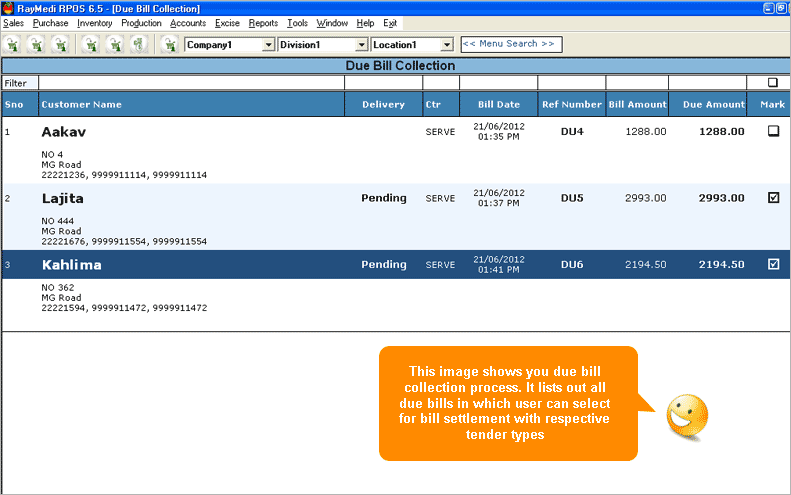 Due Bill Collection