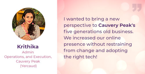 Cauvery Peak's Krithika - Success story on Women's Day