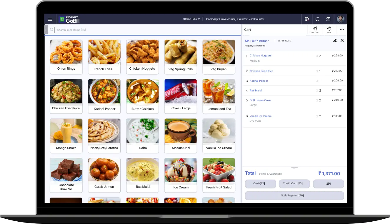 Restaurant on desktop Screen